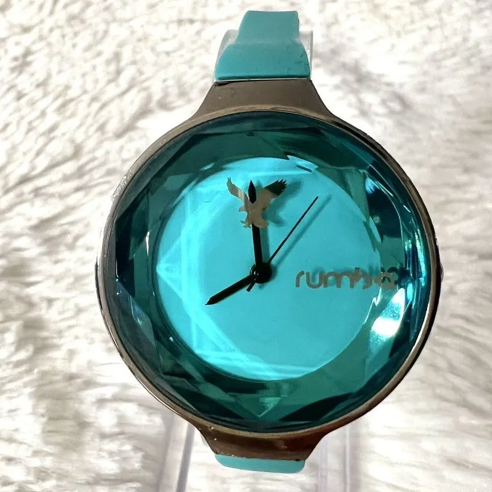 RUMBA TIME for American Eagle Outfitters Women's Watch Teal /Aqua Silicone Band